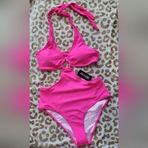 Aimage Pink Cut Out One Piece Swimsuit - NWT - Medium
